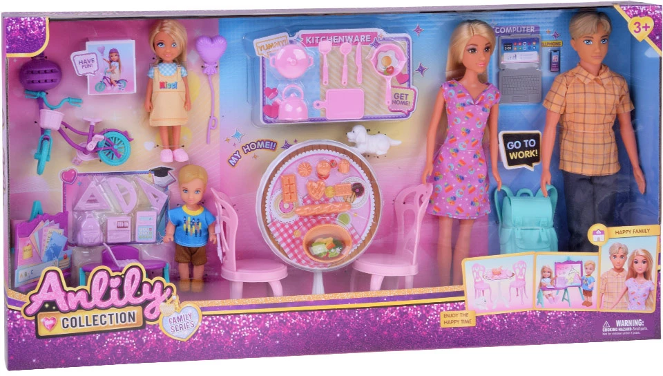 Jokomisiada Large set of doll family parents + children small dolls accessories ZA5421