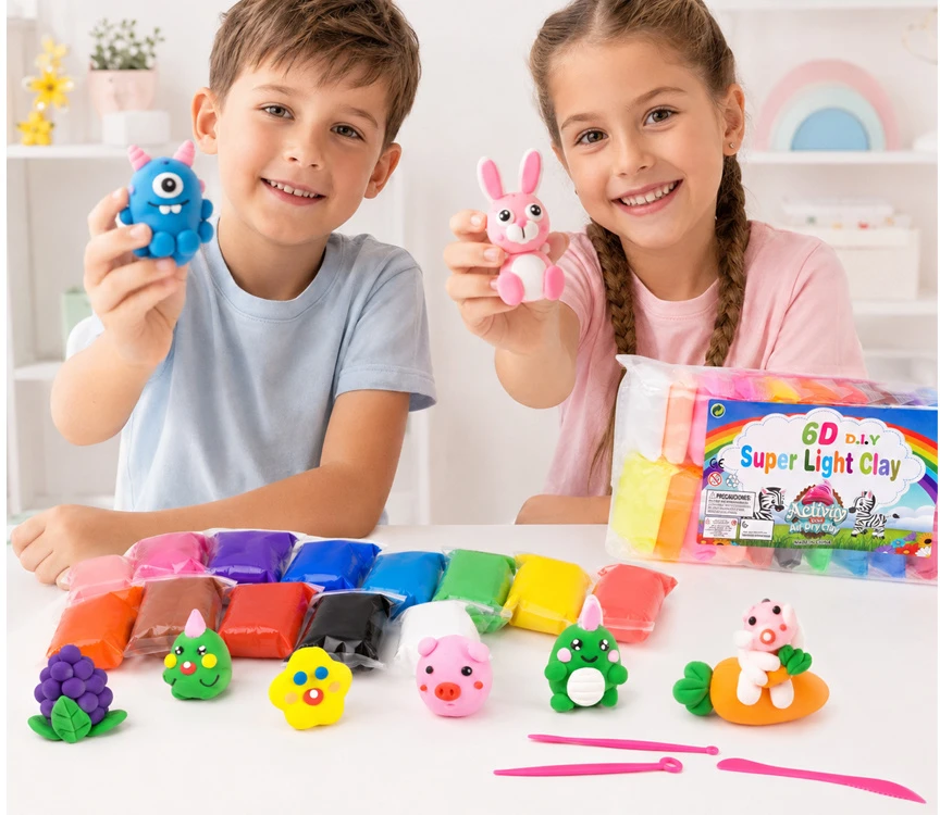 Jokomisiada Lightweight Foam Modelling Clay 24 Colours with Sculpting Tools ZA6288