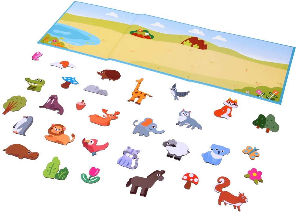 Dėlionė Jokomisiada Magnetic Animal Puzzle Play Board 30 Magnets for Children ZA6408