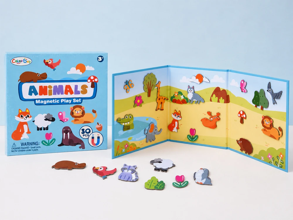 Dėlionė Jokomisiada Magnetic Animal Puzzle Play Board 30 Magnets for Children ZA6408