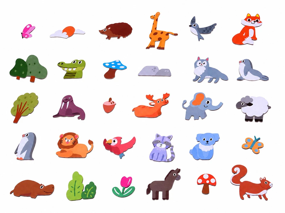Dėlionė Jokomisiada Magnetic Animal Puzzle Play Board 30 Magnets for Children ZA6408