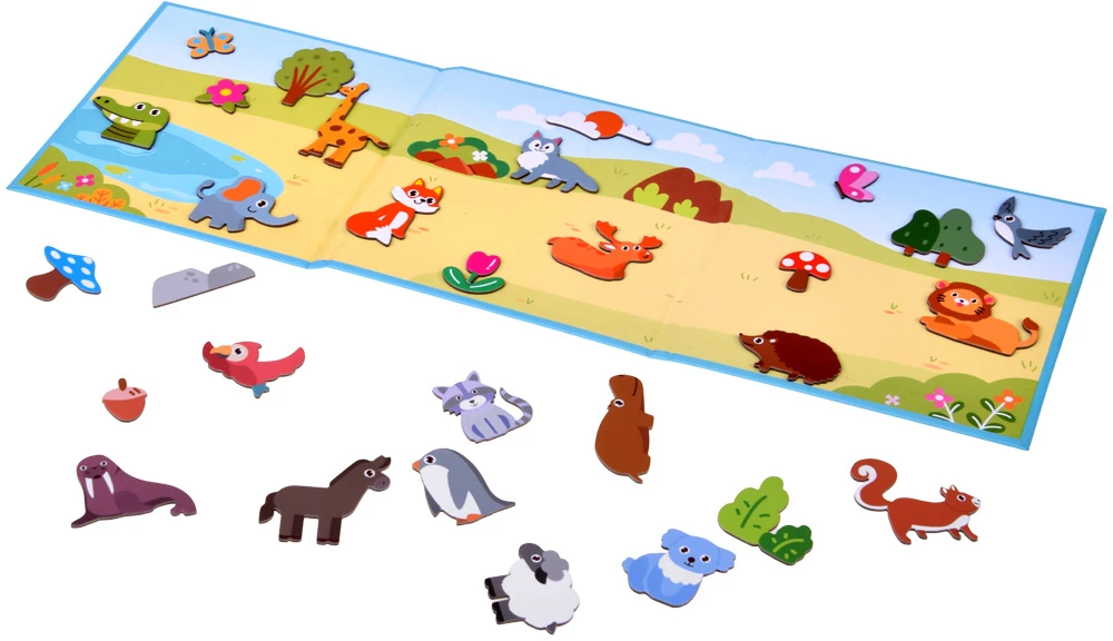 Dėlionė Jokomisiada Magnetic Animal Puzzle Play Board 30 Magnets for Children ZA6408