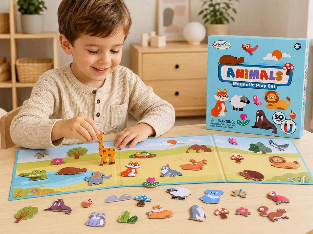 Dėlionė Jokomisiada Magnetic Animal Puzzle Play Board 30 Magnets for Children ZA6408