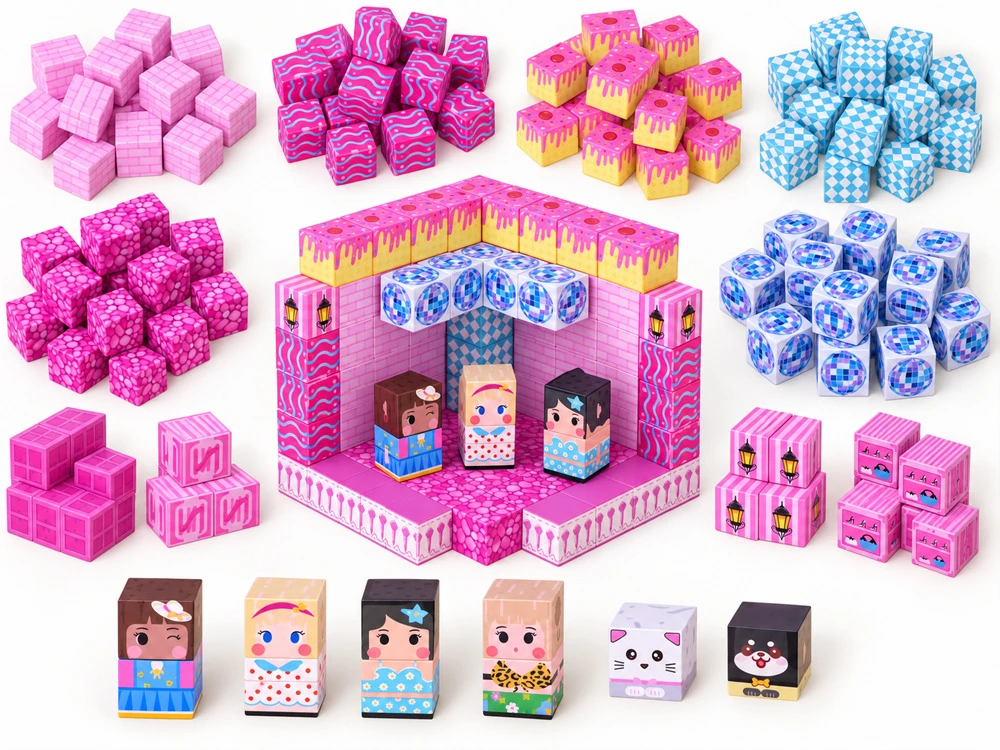 Jokomisiada Magnetic blocks HOUSE - construction cubes and pikselių 261 pieces ZA 6351
