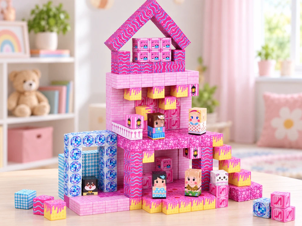 Jokomisiada Magnetic blocks HOUSE - construction cubes and pikselių 261 pieces ZA 6351