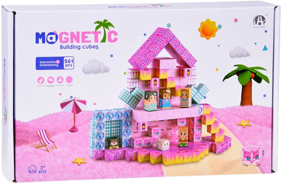 Jokomisiada Magnetic blocks HOUSE - construction cubes and pikselių 261 pieces ZA 6351