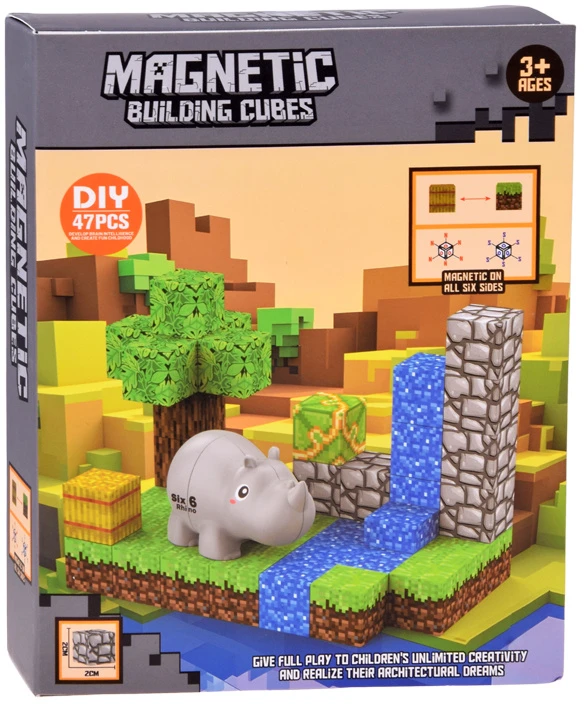 Jokomisiada Magnetic blocks RHINO construction cubes and pikselių 47pcs ZA6605
