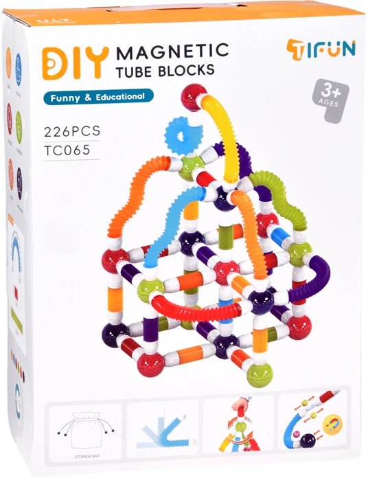 Jokomisiada Magnetic blocks TUBES - flexible construction set 226pcs ZA6547