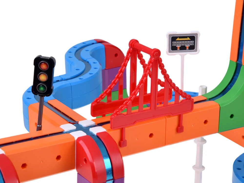 Jokomisiada Magnetic Building Blocks: Magnetic Train Track – 114-Piece DIY Train Set ZA6281