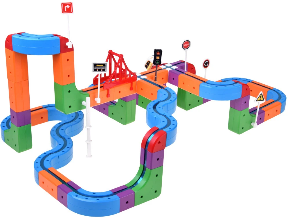 Jokomisiada Magnetic Building Blocks: Magnetic Train Track – 114-Piece DIY Train Set ZA6281