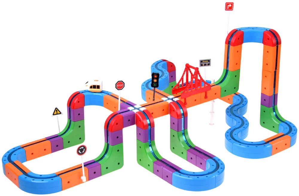 Jokomisiada Magnetic Building Blocks: Magnetic Train Track – 114-Piece DIY Train Set ZA6281