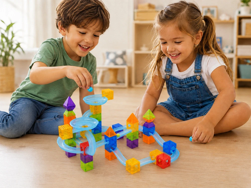 Jokomisiada Magnetic Building Blocks Marble Run Ball Track 75 Pieces ZA6315