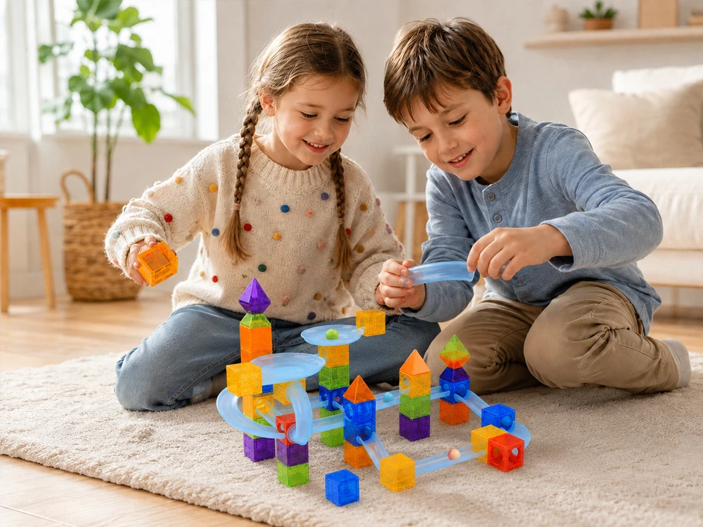 Jokomisiada Magnetic Building Blocks Marble Run Ball Track 75 Pieces ZA6315
