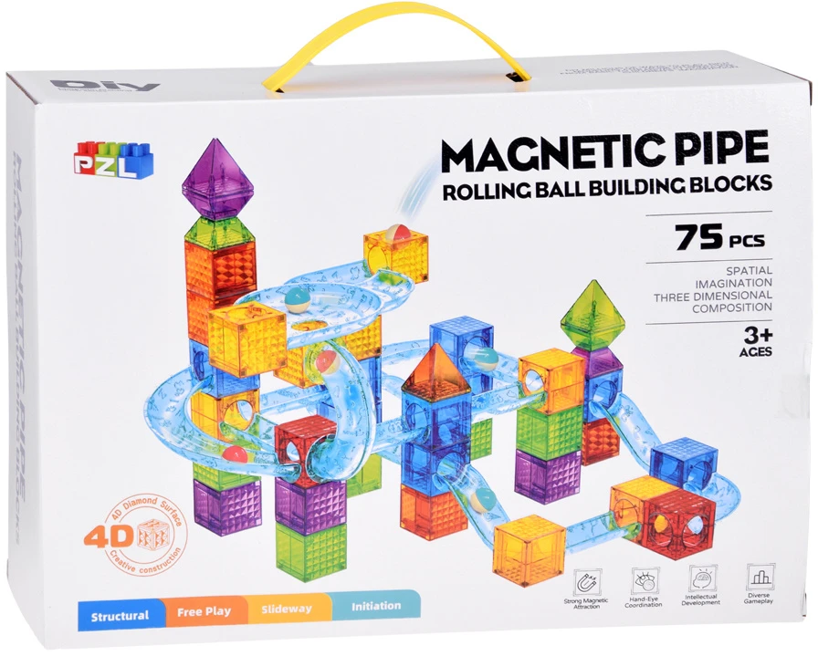 Jokomisiada Magnetic Building Blocks Marble Run Ball Track 75 Pieces ZA6315
