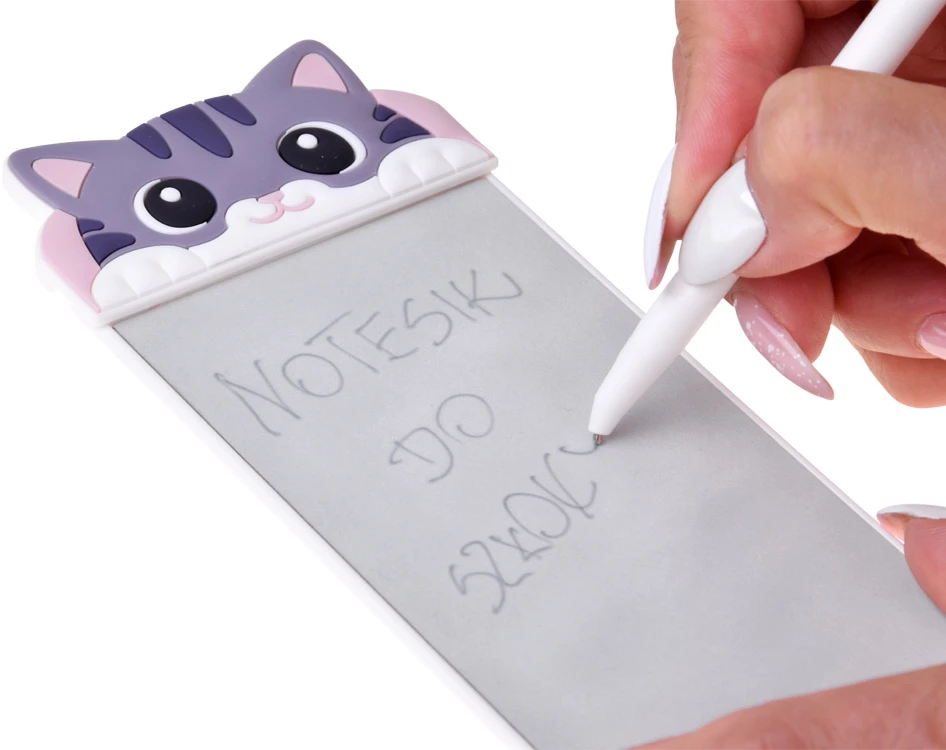 Jokomisiada Magnetic CAT Šaldytuvas Notepad Reusable Writing Board with Stylus ZA6461