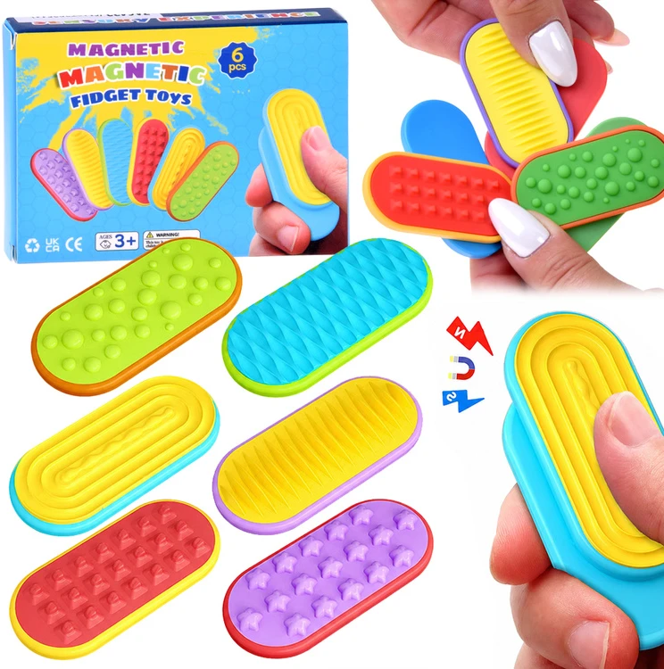 Jokomisiada Magnetic Sensory Fidget Sliders Set of 6 Textured Toys ZA6422
