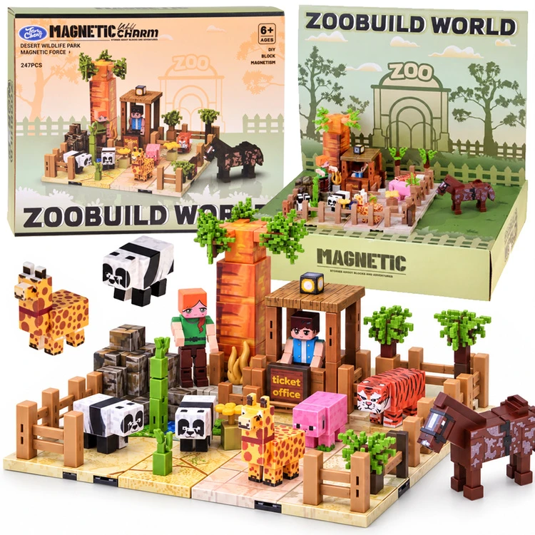 Jokomisiada Magnetic ZOO building blocks - cubes and pikselių 247 pieces ZA6379