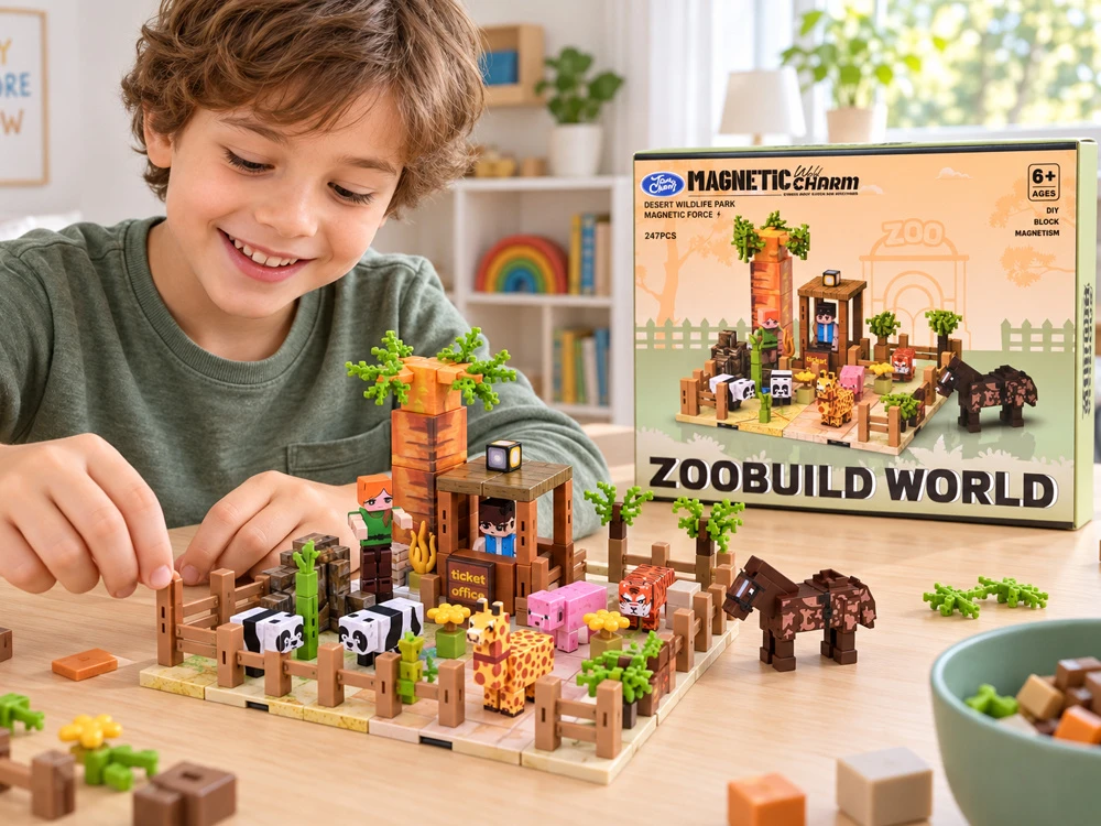 Jokomisiada Magnetic ZOO building blocks - cubes and pikselių 247 pieces ZA6379