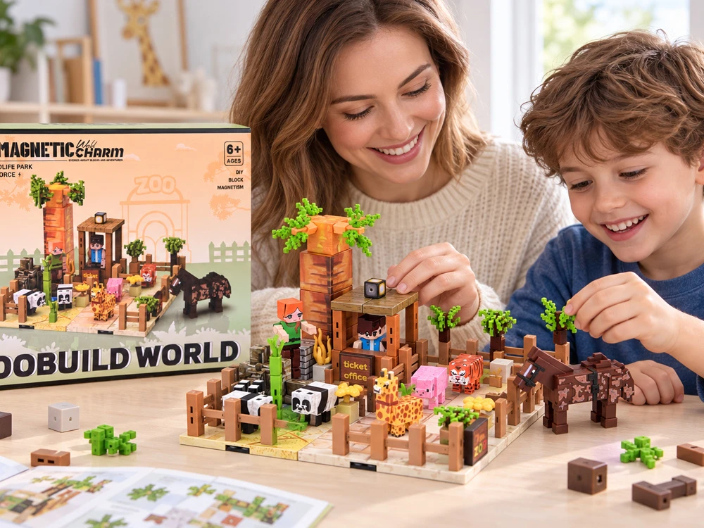 Jokomisiada Magnetic ZOO building blocks - cubes and pikselių 247 pieces ZA6379