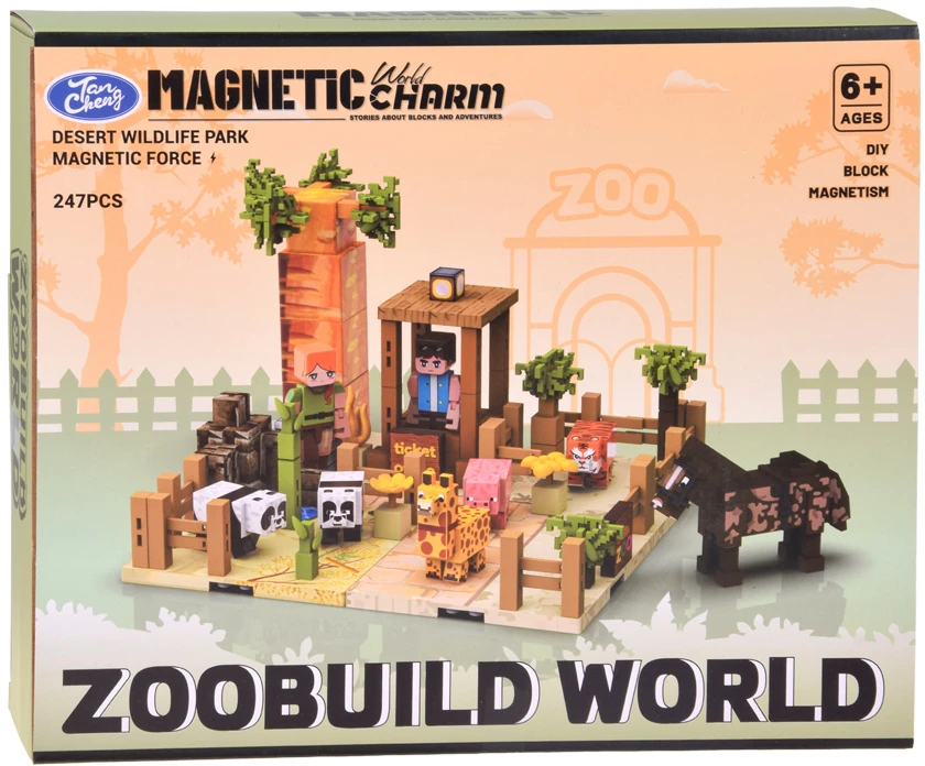 Jokomisiada Magnetic ZOO building blocks - cubes and pikselių 247 pieces ZA6379