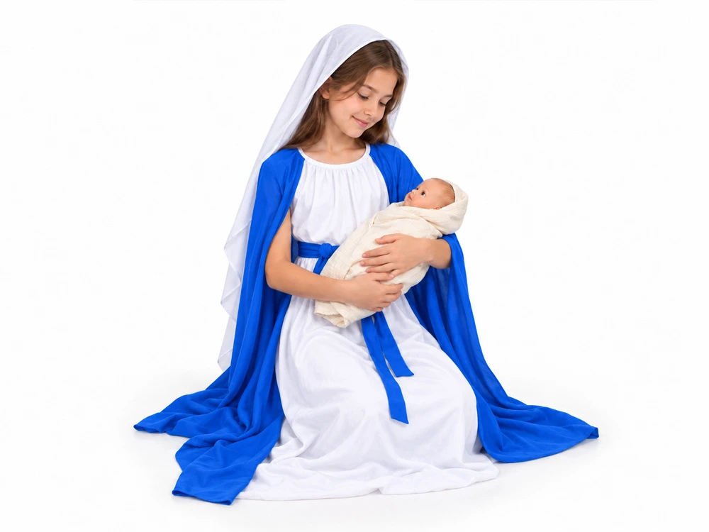 Jokomisiada MARY Mother of God Costume - Nativity Play and Christmas Carol Costume 110cm ZA6565