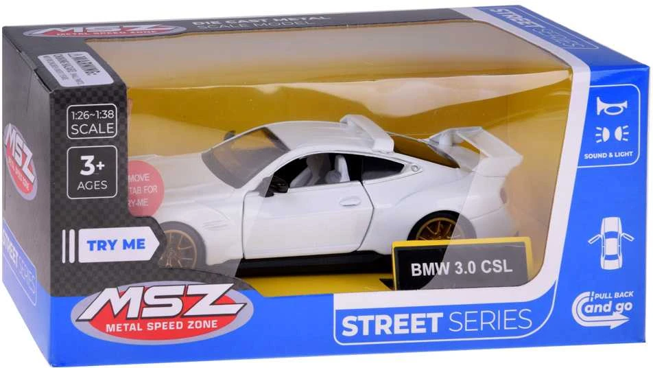 Jokomisiada metalinis sportinis automobilis BMW 3.0 CSL 1:34 su garso ir šviesos efektais ZA5948