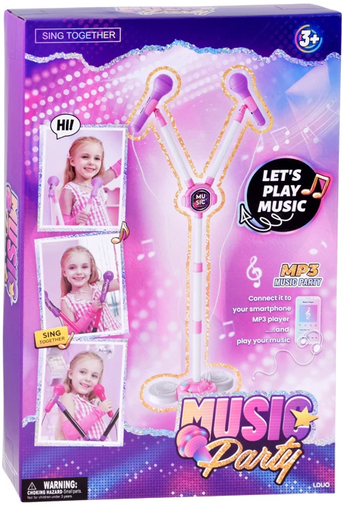 Jokomisiada Microphone x2 on an adjustable stand KARAOKE SET for children IN0192