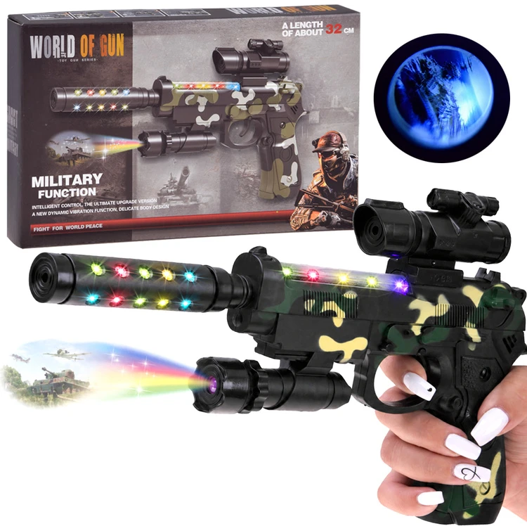 Jokomisiada Military Toy Gun with Projektorius Light Effects Camouflage 32 cm ZA6415