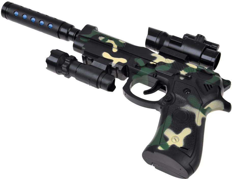 Jokomisiada Military Toy Gun with Projektorius Light Effects Camouflage 32 cm ZA6415
