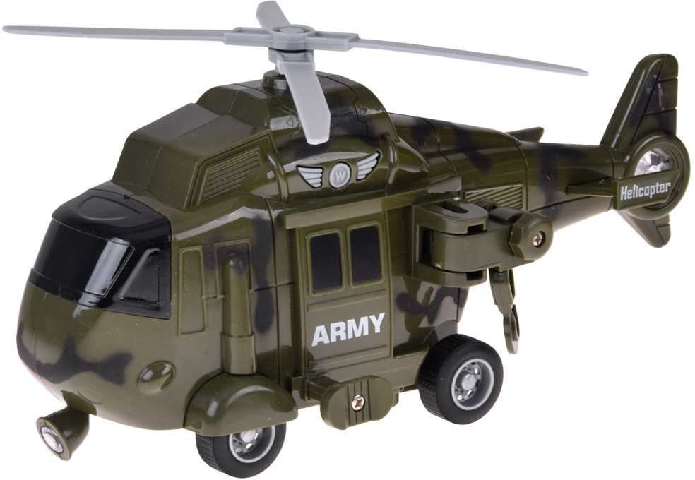 Jokomisiada Military Transport Truck Set – Army Tank, Helicopter & Truck with Friction Power, Lights and Sounds
