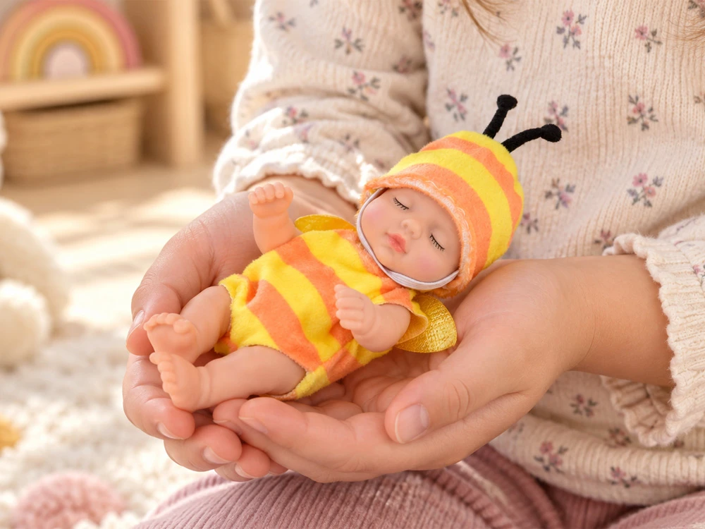 Jokomisiada Mini Baby Doll Bee 11 cm Movable Arms, Legs and Head ZA6454