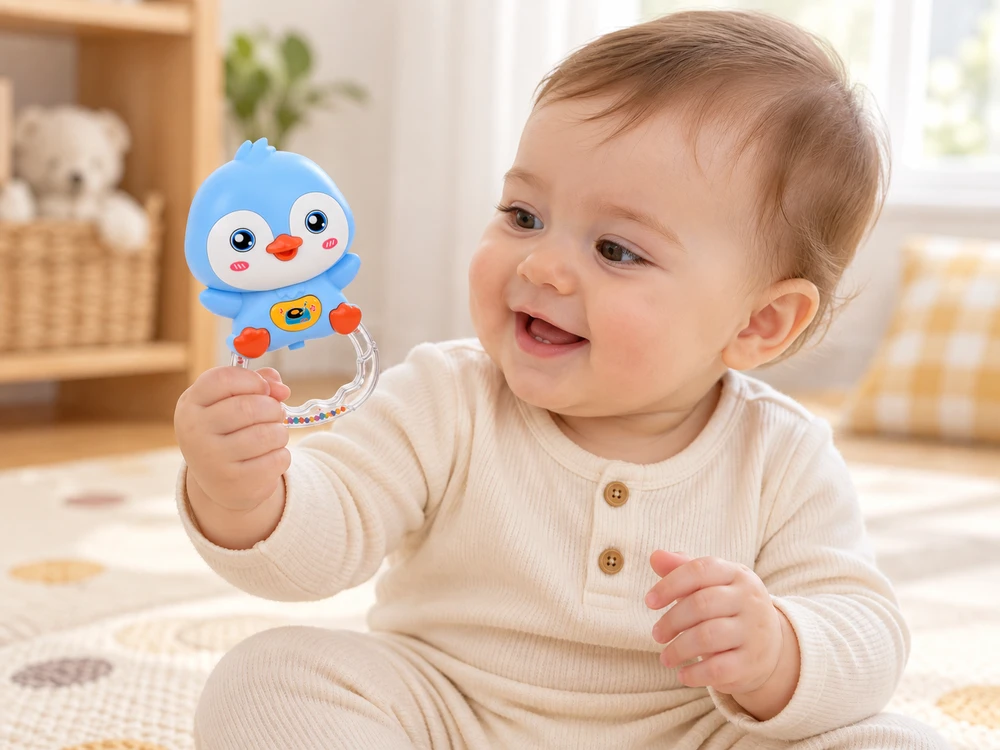 Jokomisiada Musical Penguin Rattle Melodies Animal Sounds Light ZA6237