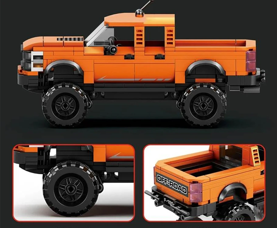 Jokomisiada Oranžinis Off-Road Pickup Truck Building Blocks 423 Pieces ZA6631