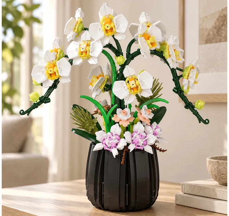 Jokomisiada ORCHID IN A POT construction blocks - Orchid flowers 1014+elements ZA6378