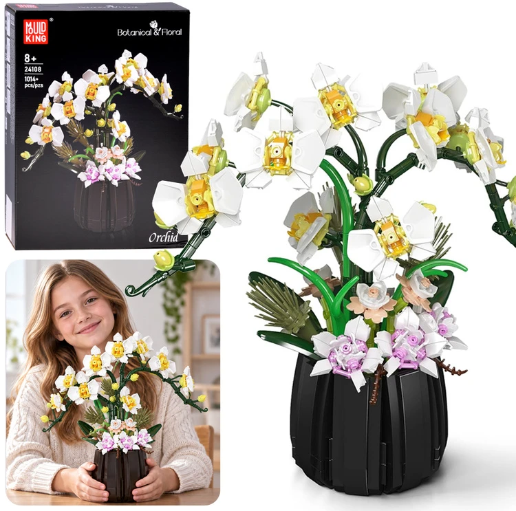 Jokomisiada ORCHID IN A POT construction blocks - Orchid flowers 1014+elements ZA6378