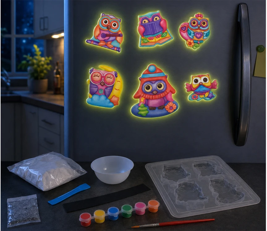 Jokomisiada OWL Glow-in-the-Dark DIY Magnet Making Kit ZA6406