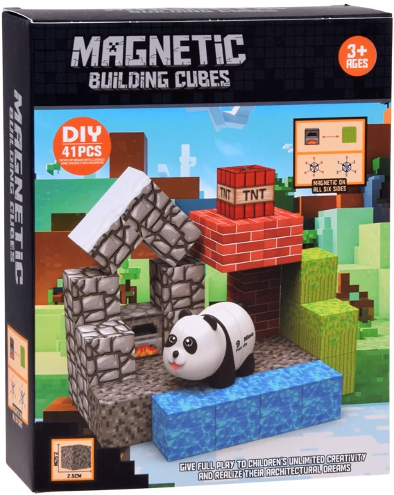 Jokomisiada PANDA magnetic blocks - construction cubes and pikselių 41pcs ZA6604