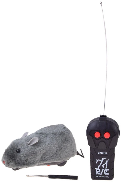 Jokomisiada Pilkas Furry RC Mouse Remote-Controlled Toy 27 MHz RC0758