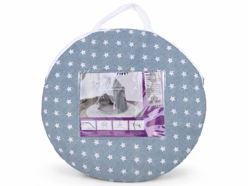 Jokomisiada Pilkas Star-Patterned Children’s Play Tent, House, Castle with Storage Bag ZA6149
