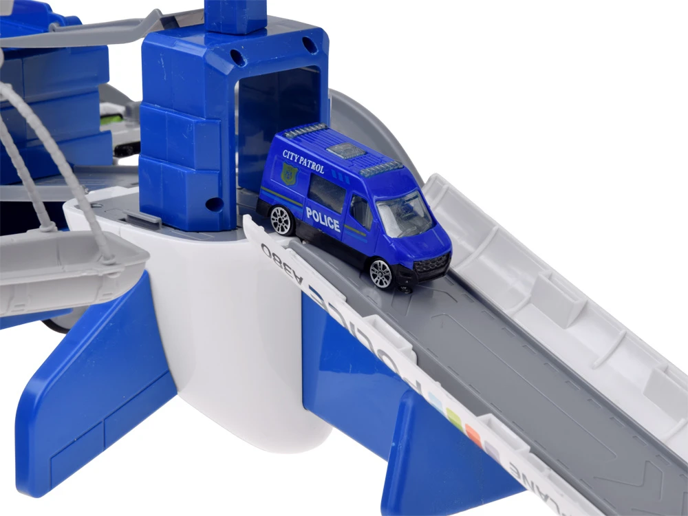 Jokomisiada Police Airplane with Parking Garage, Crane and 4 Toy Cars, Lights and Sounds ZA6561