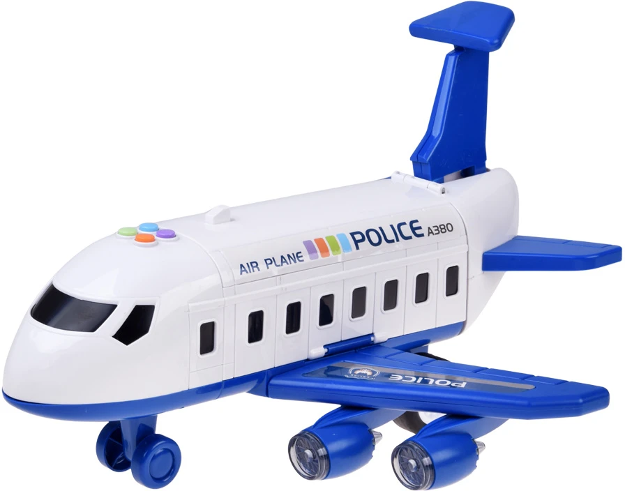 Jokomisiada Police Airplane with Parking Garage, Crane and 4 Toy Cars, Lights and Sounds ZA6561