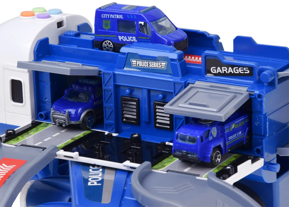 Jokomisiada Police Airplane with Parking Garage, Crane and 4 Toy Cars, Lights and Sounds ZA6561