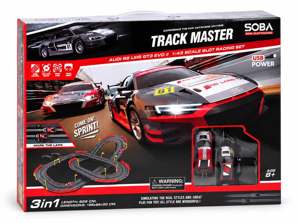Jokomisiada RACE TRACK electric 525cm Audi R8 LMS GT3 EVO II 2 cars s:1:43 RC0776