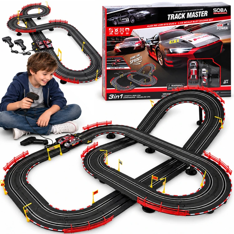Jokomisiada RACE TRACK electric 525cm Audi R8 LMS GT3 EVO II 2 cars s:1:43 RC0776