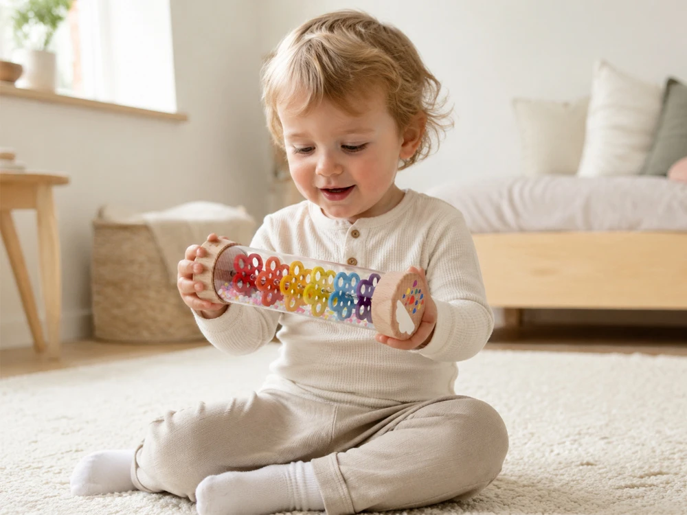 Jokomisiada RAIN SHOWER rattle - wooden tube with balls - NOISE sound ZA6572