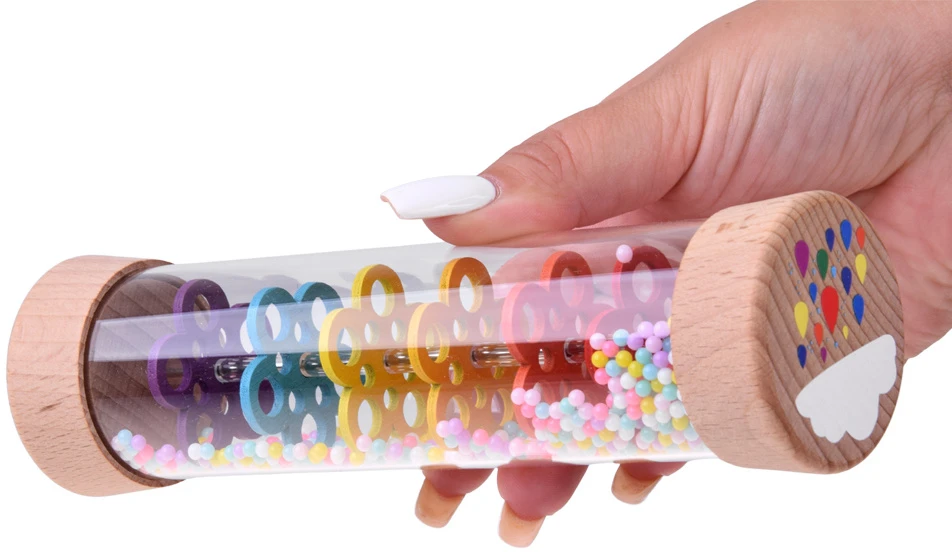Jokomisiada RAIN SHOWER rattle - wooden tube with balls - NOISE sound ZA6572