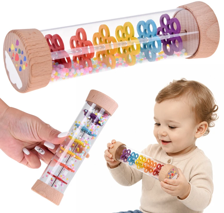 Jokomisiada RAIN SHOWER rattle - wooden tube with balls - NOISE sound ZA6572