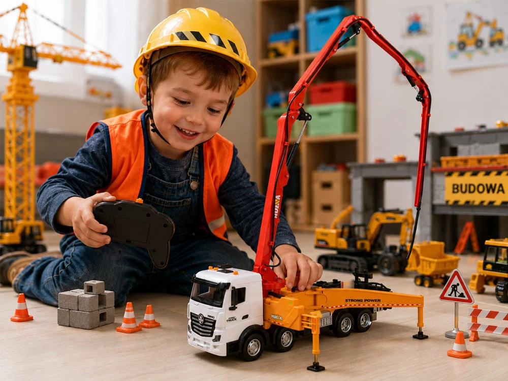 Jokomisiada Remote-Controlled Concrete Pump Truck RC 1:18 with Lights and Sound RC0787