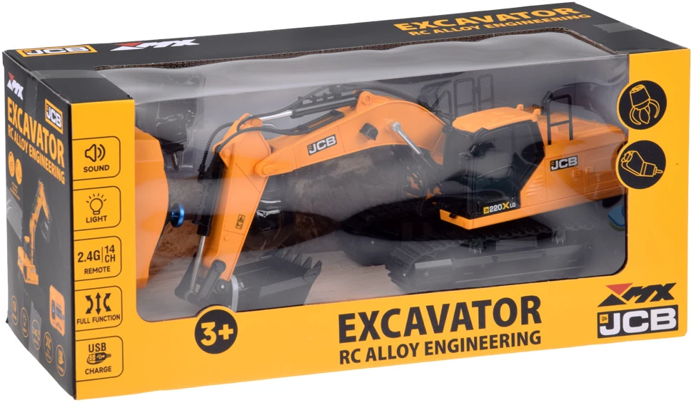 Jokomisiada Remote controlled excavator licensed by JCB + 3 attachments RC0790