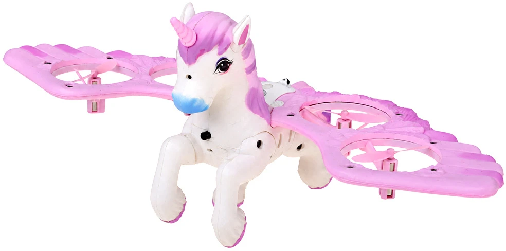 Jokomisiada Remote-controlled flying drone UNICORN PEGASUS - lights up pink RC0777